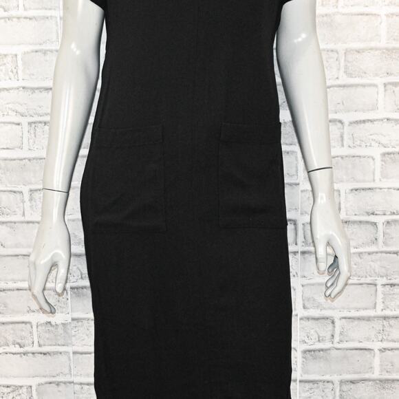 APIECE APART Women's V-neck cap sleeve Dress Black wool blend size 2 - Picture 9 of 11